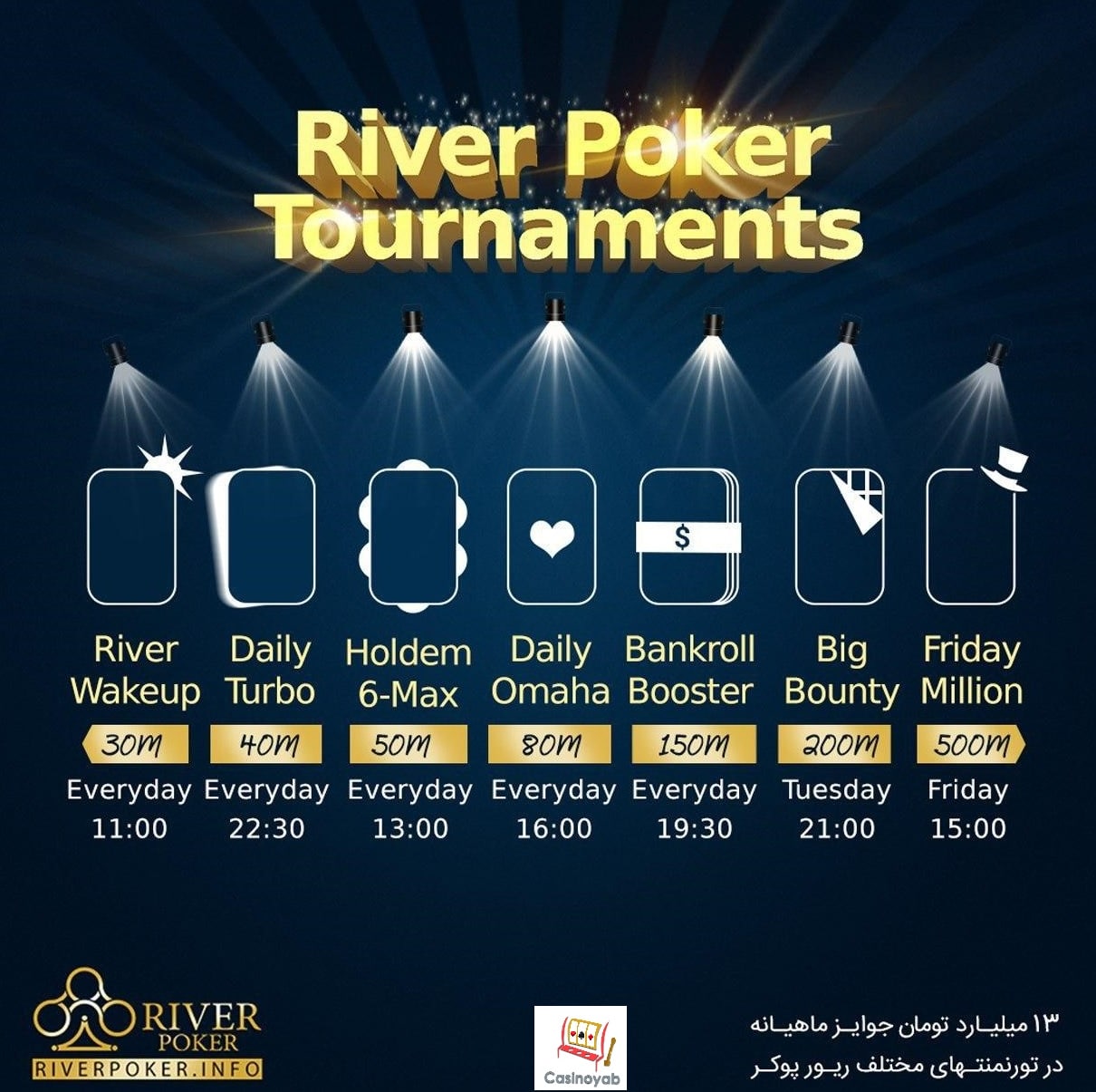 لیست تورنمنت های ریور پوکر river poker
